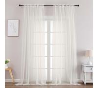 Chyhomenyc Extra Long Ivory Sheer Curtains 120 Inches Long 2 Panels, Light Filtering Ivory Curtains for Living Room, Soft Gentle Voile Rod Pocket Bedroom Window Drapes, 59Wx120L Inch, 10FT, 2PCS