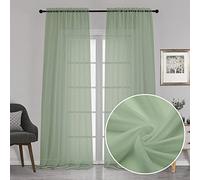 Chyhomenyc Extra Long Sage Green Voile Sheer Curtains 120 Inches Long 2 Pack, Window Drapes for Wedding Arch/Birthday Party/Hallway Window Guest Room Country House, 42Wx120L inch, 10FT L