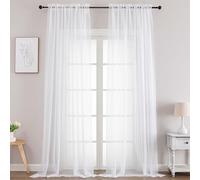 Chyhomenyc Extra Long White Sheer Curtains 108 Inches Long 2 Panels, Light Filtering White Curtains for Living Room, Soft Gentle Voile Rod Pocket Bedroom Window Drapes, 59Wx108L Inch, 9FT, 2PCS
