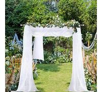 Chyhomenyc Extra Long White Sheer Curtains 144 inch 2 Panels Set, Translucent Backdrop Window Scarf Drapes for Canopy Bed/Wedding/Living Room/Anniversary, 12FT Length, Each 42Wx144L in, 2PCS, White