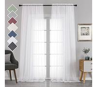 Chyhomenyc Extra Long White Voile Sheer Curtains 120 Inches Long 2 Pack, Window Drapes for Wedding Arch/Birthday Party/Hallway Window Guest Room Country House, 42Wx120L inch, 10FT L