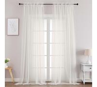 Chyhomenyc Extra Long Window Scarf Valances - Ivory Sheer Curtain Drapes Rod Pocket Backdrop for Wedding Arch Draping/Party/Canopy Bed/Living Room, 2PCS, Each 59Wx216L, 18 Feet Length