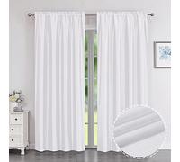 Chyhomenyc Fenstervorhänge aus Kunstseide, 2 Paneele, solide Slub-strukturiert, weiße Vorhänge, 213 cm lang, luxuriös, Schlafzimmervorhänge und Vorhänge, 106.7 cm Bx213 cm L