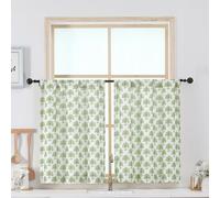 Chyhomenyc Flower Kitchen Curtains 30 Inch Length - Light Filtering Faux Linen Small Half Window Curtains over Sink, Modern Farmhouse Curtain Tiers for Bathroom Basement, 30Wx30L, 2 Pieces, Sage Green