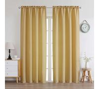 Chyhomenyc Gold Curtains 84 Inch Length 2 Panels Set, Faux Linen Textured Semi Sheer Light Filtering Soft Airy Privacy Farmhouse Curtain Drapes for Living Room Bedroom, Cortinas para Sala, 40Wx84L