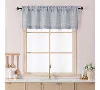 Chyhomenyc Gray Valance for Windows, Light Filtering Faux Linen Textured Small Kitchen Valances for Windows, Rod Pocket Farmhouse Short Curtain for Bathroom Basement, 60Wx18L inch