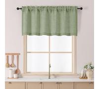 Chyhomenyc Green Kitchen Curtains 24 Inch Length, Light Filtering Faux Linen Slub Textured Small Half Window Cafe Curtain, Short Curtains for Cabinet Bathroom Basement RV Camper, 1 Panel, 60Wx24L