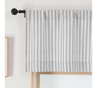 Chyhomenyc Grey Stripe Window Valances - Light Filtering Faux Linen Short Kitchen Valance Curtains, Rod Pocket Boho Striped Topper Farmhouse Valance for Living Room Bathroom, 52Wx18L, 2 Pieces