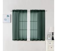 Chyhomenyc Hunter Green Sheer Curtains 45 Inch Long 2 Panels, Short Voile Drapes for Dinning Small Windows Bathroom Living Room Bedroom, Rod Pocket, 42Wx45L Inches