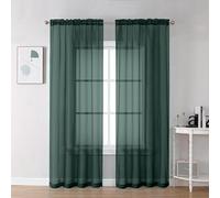 Chyhomenyc Hunter Green Sheer Curtains 78 Inches Long 2 Panels Set for Living Room, Light Filtering Voile Lightweight Bedroom Curtains, Rod Pocket Solid Window Treatment Drapes, Each 42W x 78L