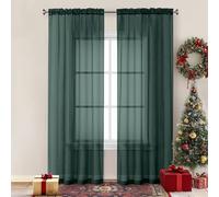 Chyhomenyc Hunter Green Sheer Curtains 84 inches Long 2 Panels Set, Light Filtering Rod Pocket Emerald Voile Sheer Drapes for Living Room Bedroom, 2PCS, Each 42W x 84L