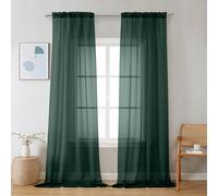 Chyhomenyc Hunter Green Sheer Curtains 96 inches Long 2 Panels Light Filtering Soft Airy Solid Elegant Voile Window Treatment Drapes for Bedroom Livi