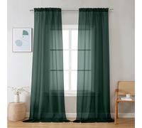 Chyhomenyc Hunter Green Sheer Curtains 96 inches Long 2 Panels, Light Filtering Soft Airy Solid Elegant Voile Window Treatment Drapes for Bedroom Living Room Wedding Party Decor, 42 Wx96 L, 8FT L