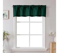 Chyhomenyc Hunter Green Valance for Windows, Light Filtering Faux Linen Textured Small Short Valance for Kitchen Bathroom Laundry Basement, Solid Rod Pocket Top Window Curtain, 60Wx14L inch, 1 Piece