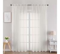 Chyhomenyc Ivory Sheer Curtains 84 Inches Long 2 Panels, Light Filtering Ivory Curtains for Living Room, Soft Gentle Voile Rod Pocket Bedroom Window Drapes, 59Wx84L Inch, 2PCS