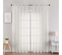 Chyhomenyc Ivory Sheer Curtains 84 Inches Long 2 Panels Set, Light Filtering Cream Voile Window Drapes for Bedroom Living Room, 42Wx84L Inch, Ivory, Set of 2
