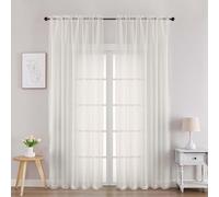 Chyhomenyc Ivory Sheer Curtains 90 Inches Long 2 Panels, Light Filtering Ivory Curtains for Living Room, Soft Gentle Voile Rod Pocket Bedroom Window Drapes, 59Wx90L Inch, 2PCS