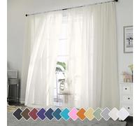Chyhomenyc Ivory Sheer Curtains 96 Inch Length 2 Panels Set, Elegant Light Filtering Voile Window Treatment Drapes for Living Room Bedroom, 42W x 96L Inches, Set of 2, Ivory