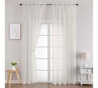 Chyhomenyc Ivory Sheer Curtains 96 Inches Long 2 Panels, Light Filtering Ivory Curtains for Living Room, Soft Gentle Voile Rod Pocket Bedroom Window Drapes, 59Wx96L Inch, 2PCS