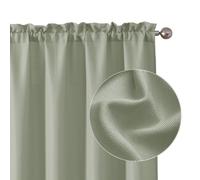 Chyhomenyc Light Green Curtains 90 Inch Length 2 Panels Set, Faux Linen Textured Semi Sheer Light Filtering Soft Airy Privacy Farmhouse Curtain Drapes for Living Room Bedroom, 40 Wx90 L Inches