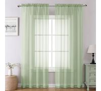 Chyhomenyc Light Green Sheer Curtains 78 Inches Long 2 Panels Set for Living Room, Light Filtering Voile Lightweight Bedroom Curtains, Rod Pocket Solid Window Treatment Drapes, Each 42W x 78L