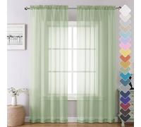 Chyhomenyc Light Green Sheer Curtains 84 Inches Long 2 Panels Set- Light Filtering Curtains for Bedroom, Soft Airy Voile Rod Pocket Living Room Window Drapes, 42Wx84L Inches, 2 PCS