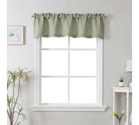 Chyhomenyc Light Green Valance for Windows, Light Filtering Faux Linen Solid Short Curtain Valance, Burlap Decorative Small Curtain for Kitchen Bathroom Laundry Basement, 60Wx12L inch, 1 Piece