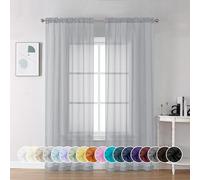 Chyhomenyc Light Grey Sheer Curtains 72 Inch Length 2 Panels, Light Filtering Soft Airy Rod Pocket Voile Window Curtain Drapes for French Door Bedroom Living Room, Each 42Wx72L Inches
