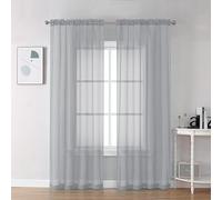 Chyhomenyc Light Grey Sheer Curtains 78 Inches Long 2 Panels Set for Living Room, Light Filtering Voile Lightweight Bedroom Curtains, Rod Pocket Solid Window Treatment Drapes, Each 42W x 78L