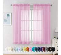 Chyhomenyc Light Pink Sheer Curtains 63 Inch Length 2 Panels, Light Filtering Airy Rod Pocket Window Curtain Treatment Drapes for Bedroom, Each 42Wx63L Inches