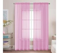 Chyhomenyc Light Pink Sheer Curtains 84 Inch Length 2 Panels, Light Filtering Cute Voile Pink Window Curtain Drapes for Girls Room，Each 42Wx84L Inches