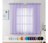 Chyhomenyc Lilac Sheer Curtains 63 Inch Length 2 Panels, Light Filtering Airy Rod Pocket Window Curtain Treatment Drapes for Bedroom Living, Each 42Wx63L Inches