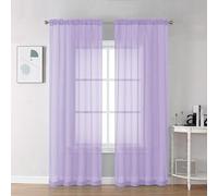 Chyhomenyc Lilac Sheer Curtains 72 Inch Length 2 Panels, Light Filtering Soft Airy Rod Pocket Voile Window Curtain Drapes for French Door Bedroom Living Room, Each 42Wx72L Inches