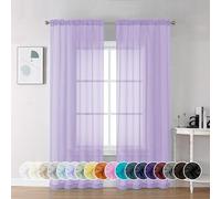 Chyhomenyc Lilac Sheer Curtains 84 Inch Length 2 Panels, Light Filtering Soft Airy Voile Rod Pocket Sheer Window Drapes for Bedroom Living Room, Each 42Wx84L Inches