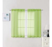 Chyhomenyc Lime Sheer Curtains 45 Inch Long 2 Panels, Light Filtering Short Soft Airy Short Cafe Curtains, Modern Rod Pocket for Dinning Living Room Bedroom, 42Wx45L Inches