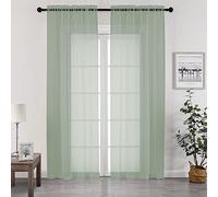 Chyhomenyc Living Room Sheer Curtains 96 Length 2 Panels Set for French Door, Gorgeous Window Decoration for Wedding & Party & Backdrop & Canopy, Sage Green, Each 42Wx96L in, 8 Feet