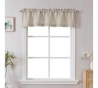 Chyhomenyc Moon Beige Valance for Windows, Light Filtering Faux Linen Solid Short Curtain Valance, Burlap Decorative Small Curtain for Kitchen Bathroom Laundry Basement, 60Wx12L inch, 1 Piece