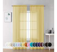 Chyhomenyc Mustard Yellow Sheer Curtains 72 Inches Long, Light Filtering Window Sheer Curtain Panel Drapes, Elegant Curtains & Drapes for French Door Living Room, Each 42Wx72L Inches, 2 Panels
