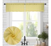 Chyhomenyc Mustard Yellow Sheer Valances for Windows - Light Filtering Small Kitchen Curtains, Short Top Window Treatment Decor for Living Room Bathroom Basement, 42Wx14L inches, 2 Pack