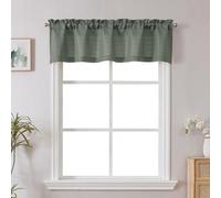 Chyhomenyc Olive Green Valance for Windows, Light Filtering Faux Linen Solid Short Curtain Valance, Burlap Decorative Small Curtain for Kitchen Bathroom Laundry Basement, 60Wx12L inch, 1 Piece