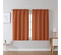 Chyhomenyc Orange Curtains 45 Inch Length 2 Panels, Faux Linen Textured Semi Sheer Light Filtering Soft Airy Rod Pocket Window Treatment Drapes for Living Room Bedroom, 30Wx45L Inch, 2 PCS