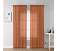 Chyhomenyc Orange Sheer Curtains 72 Inch Length 2 Panels, Light Filtering Soft Airy Rod Pocket Voile Window Curtain Drapes for French Door Bedroom Living Room, Each 42Wx72L Inches