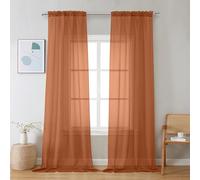 Chyhomenyc Orange Sheer Curtains 96 inches Long 2 Panels, Light Filtering Soft Airy Solid Elegant Voile Window Treatment Drapes for Bedroom Living Room Wedding Party Decor, 42 Wx96 L, 8FT L