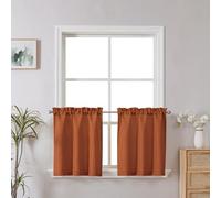 Chyhomenyc Orange Tier Curtains 30 Inch Length, Faux Linen Textured Small Cafe Curtain, Light Filtering Short Curtains for Bathroom Window, 30x30 Inch, 2PCS