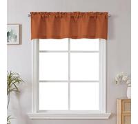 Chyhomenyc Orange Valance for Windows, Light Filtering Faux Linen Textured Semi Sheer Small Short Valance for Bathroom Laundry Basement, 60Wx14L inch, 1 Piece