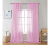 Chyhomenyc Pink Sheer Curtains 120 Inches Long - Light Filtering Voile Extra Long Panel Drapes for Floor to Ceiling Window, Elegant Soft Living Room Curtains, Each 42Wx120L Inch, 10FT, 2 Panels