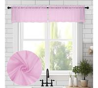 Chyhomenyc Pink Sheer Valances for Window 2 Pack, 42Wx14L Inches Small Sheer Cafe Curtains for Living Room Bathroom Study Cafe Laundry Basement, Cute Rod Pocket Voile Valance