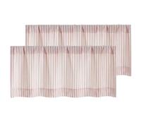 Chyhomenyc Pink Stripe Window Valances - Light Filtering Faux Linen Short Kitchen Valance Curtains, Rod Pocket Boho Striped Topper Farmhouse Valance for Living Room Bathroom, 52Wx18L, 2 Pieces