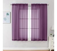 Chyhomenyc Plum Sheer Curtains 63 Inch Length 2 Panels, Rod Pocket Solid Window Sheer Curtain Panels, Elegant Curtains & Drapes for Living Room Bedroom 2 Panels (Plum, 42 W x 63 L)