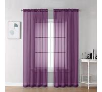 Chyhomenyc Plum Sheer Curtains, Sheer Curtains 84 inches Long 2 Panels Set, Rod Pocket Voile Sheer Drapes for Living Room Bedroom, 2PCS, Each 42 W x 84 L, Plum